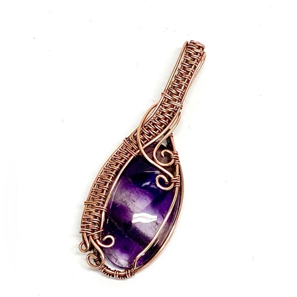 HANDMADE Amethyst Hand Wrapped Antiqued Copper Statement Pendant Artisan Jewelry - Picture 1 of 10